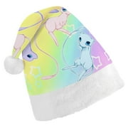 Mewtwo Pokemon Christmas Hat Santa Hat Xmas Holiday Hat Classic Santa Hat for Xmas New Year Party Headwear for Unisex Adults Teens New Year Festive Holiday Party Supplies